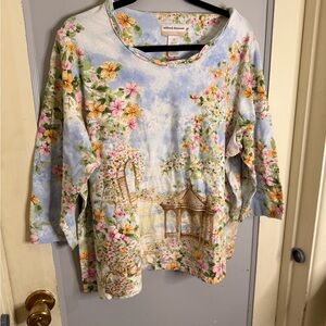 Alfred Dunner Pastel Floral Long Sleeve Top
